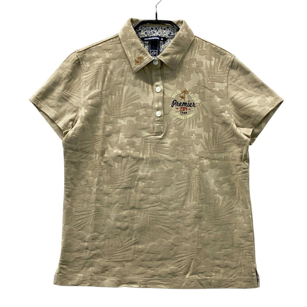 ZOY ゾーイ 半袖ポロシャツ 総柄 カーキ系 38 【中古】ゴルフウェア レディース