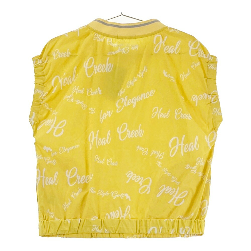 HEAL CREEK ヒールクリーク ;002-44370 ハーフジップ ベスト 総柄 イエロー系 40 【中古】ゴルフウェア レディース
