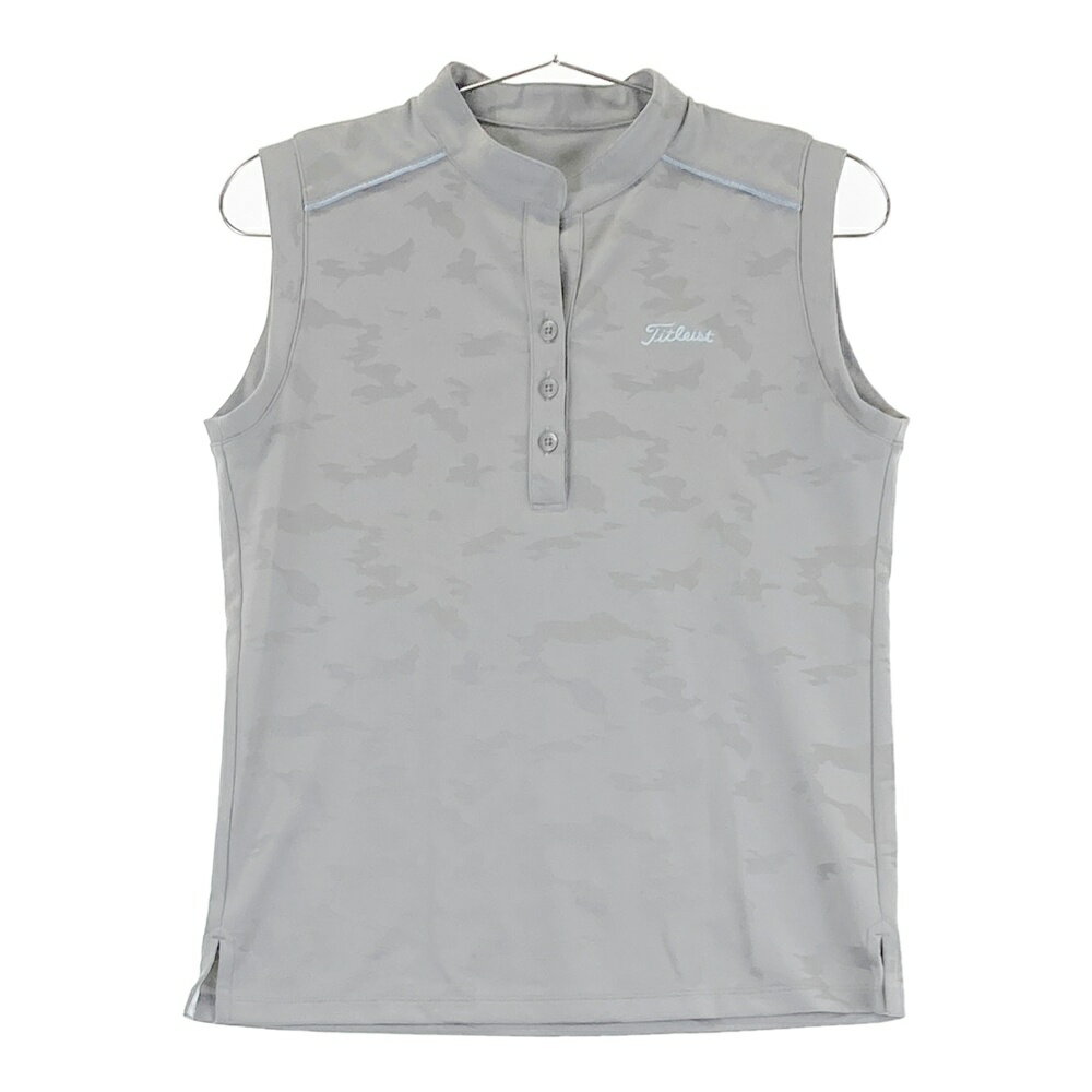 TITLEIST タイトリスト 2024年モデル スタンドカラー ノースリーブシャツ カモフラ柄 グレー系 S 【中古】ゴルフウェア レディース