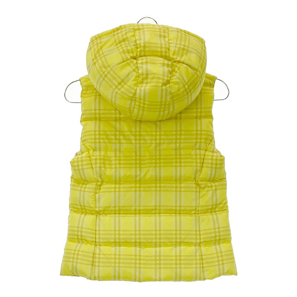 SAMANTHA THAVASA サマンサタバサ NO.7 フード付 ダウンベスト ワッペン チェック柄 イエロー系 36 【中古】ゴルフウェア レディース