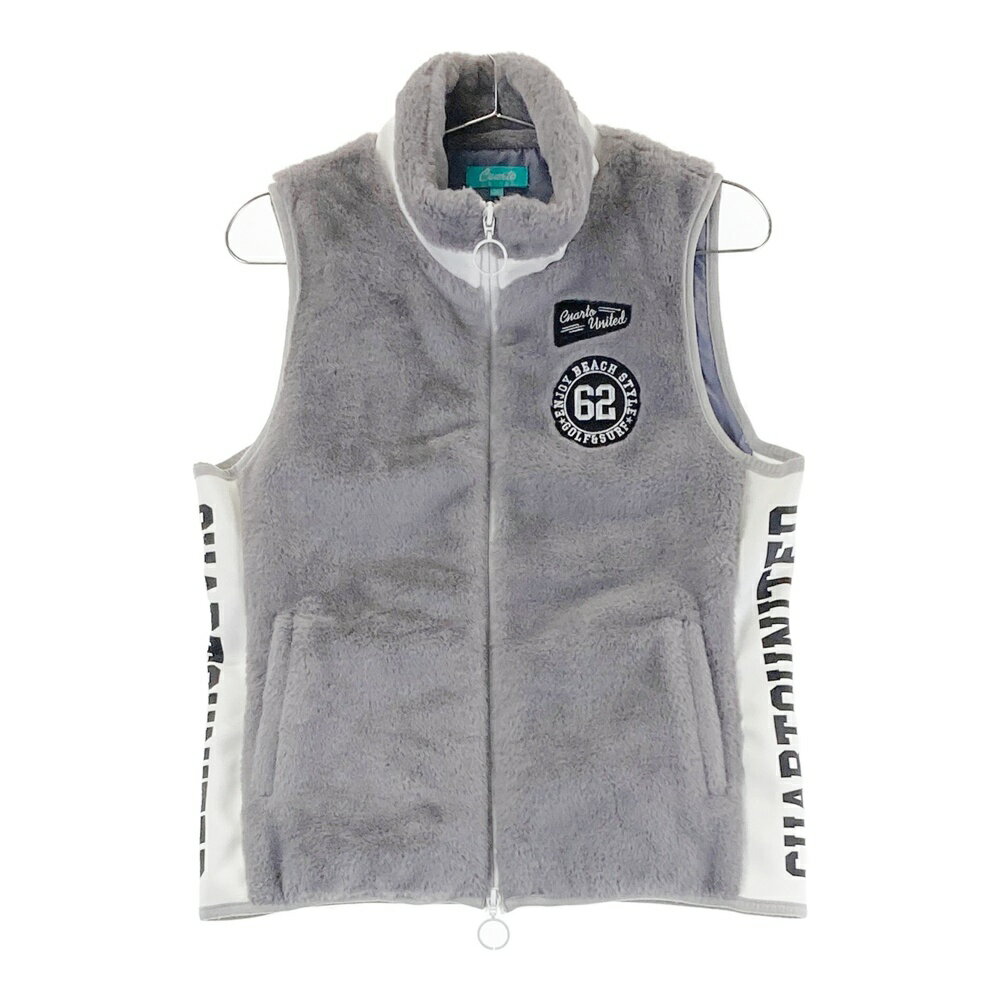 CUARTO UNITED クアルトユナイテッド ファー ジップベスト ワッペン グレー系 M 【中古】ゴルフウェア レディース
