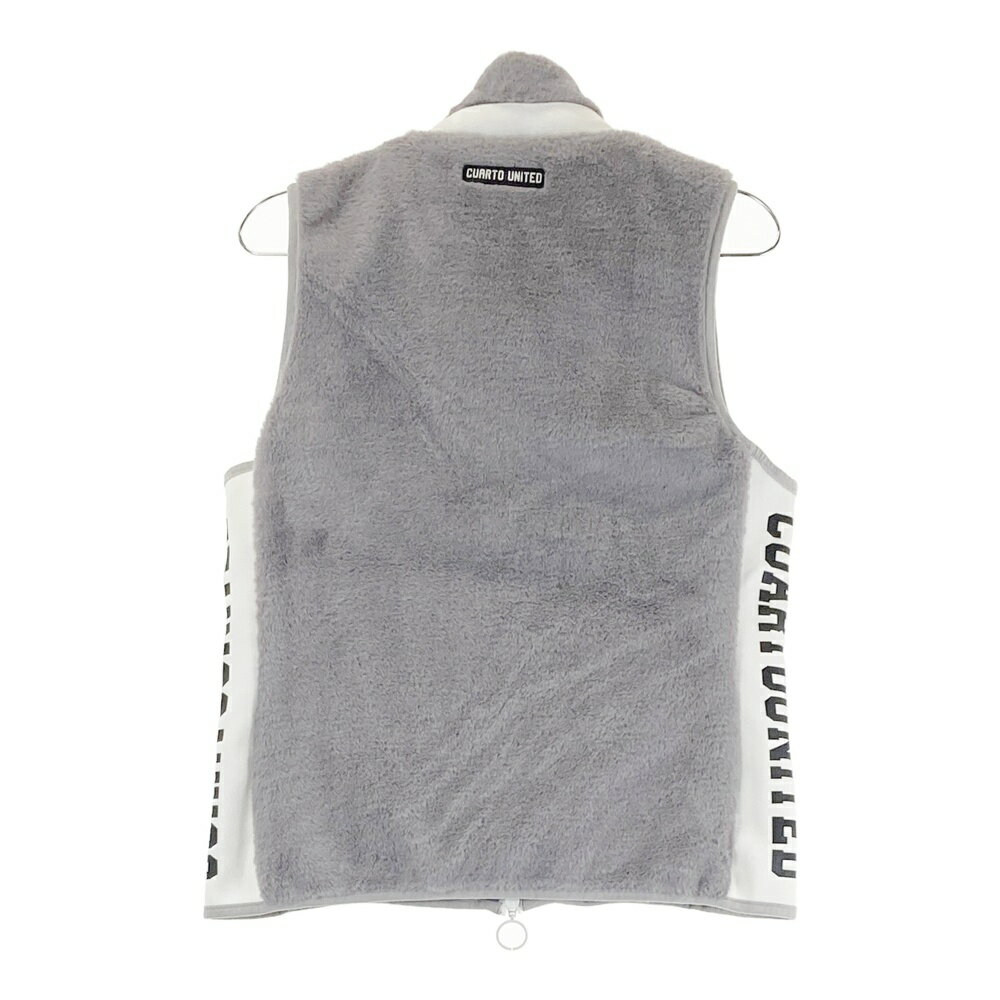 CUARTO UNITED クアルトユナイテッド ファー ジップベスト ワッペン グレー系 M 【中古】ゴルフウェア レディース