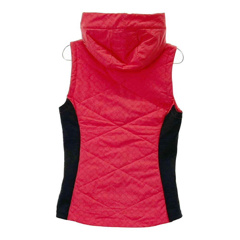 HONMA ホンマゴルフ フード付 中綿 ジップベスト 総柄 レッド系 M 【中古】ゴルフウェア レディース