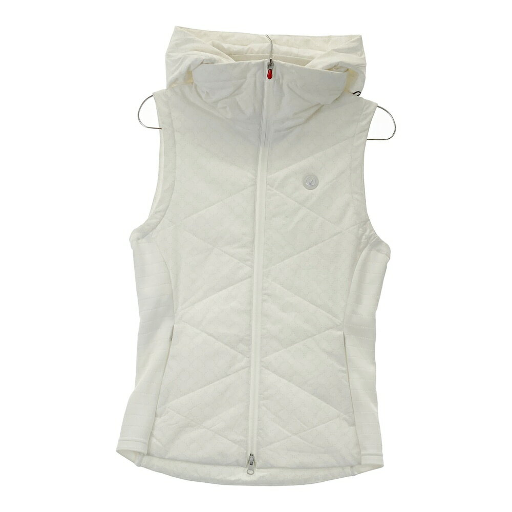 HONMA ホンマゴルフ フード付 中綿 ジップベスト 総柄 ホワイト系 M 【中古】ゴルフウェア レディース