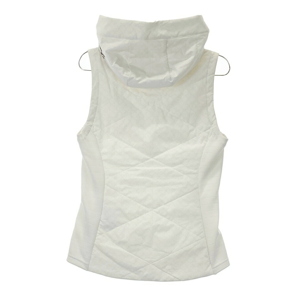 HONMA ホンマゴルフ フード付 中綿 ジップベスト 総柄 ホワイト系 M 【中古】ゴルフウェア レディース