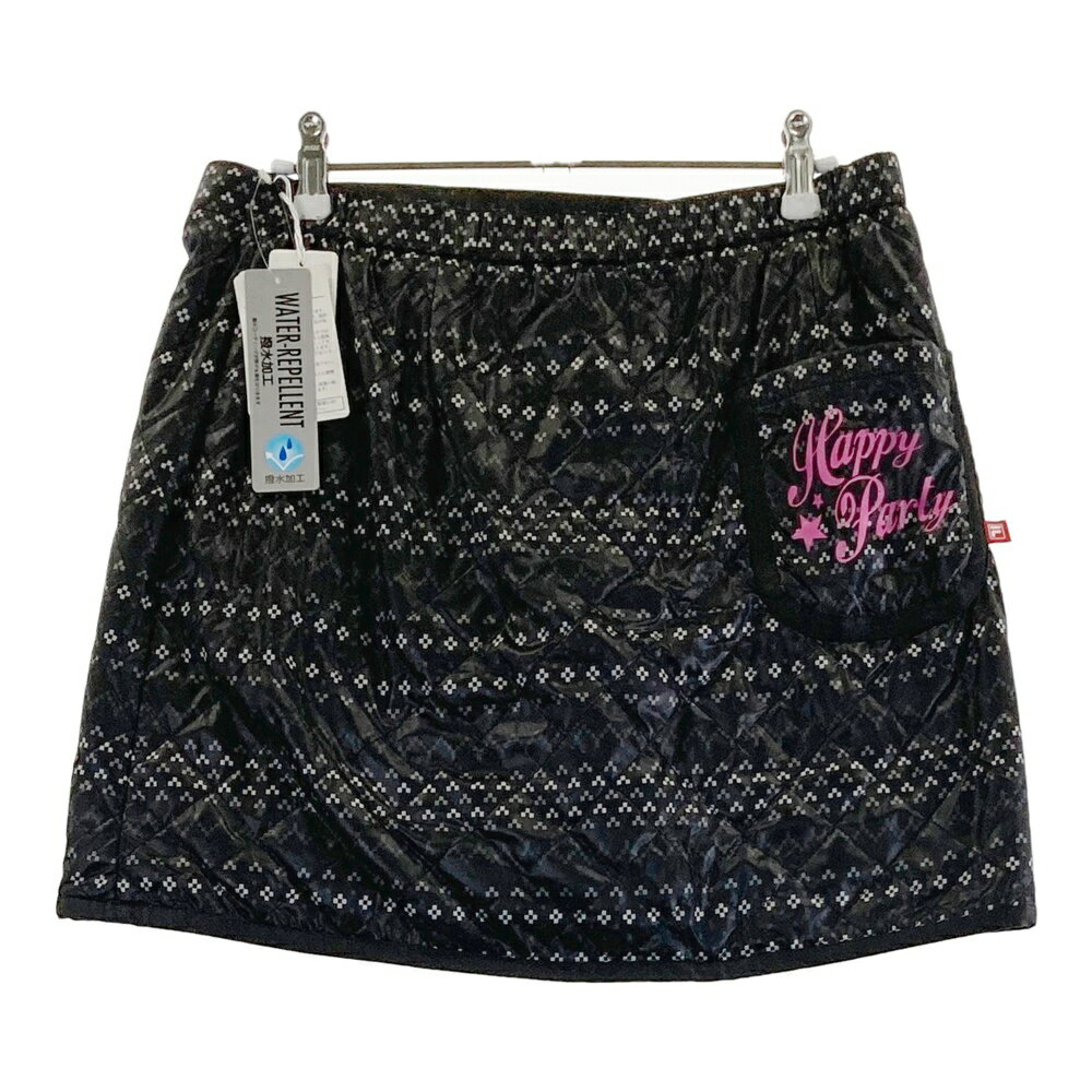 FILA GOLF フィラゴルフ DS4FL945 裏起毛ラップ 中綿スカート 総柄 ブラック系 F 【中古】ゴルフウェア レディース