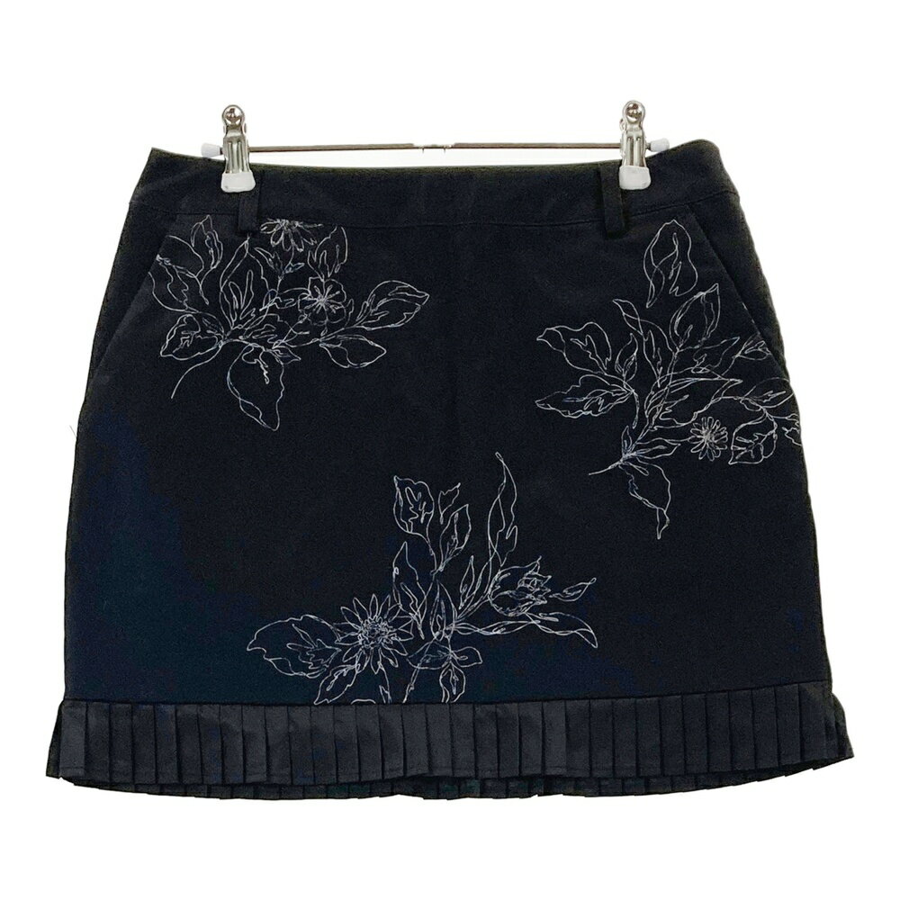 CALLAWAY キャロウェイ プリーツ切替 スカート 総柄 ブラック系 L 【中古】ゴルフウェア レディース