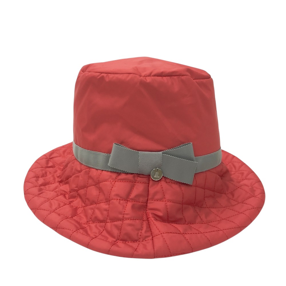 LANVIN SPORT ランバン スポール リボン付 中綿 キルティングハット レッド系 F(56.5-58cm) 【中古】ゴルフウェア