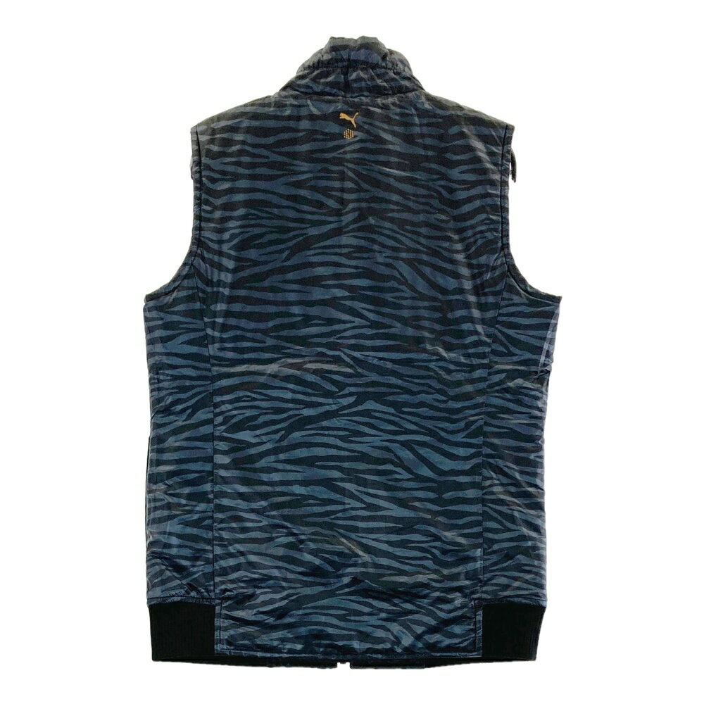 PUMA GOLF プーマゴルフ リバーシブル 中綿 ジップベスト ゼブラ柄 ブラック系 O 【中古】ゴルフウェア レディース