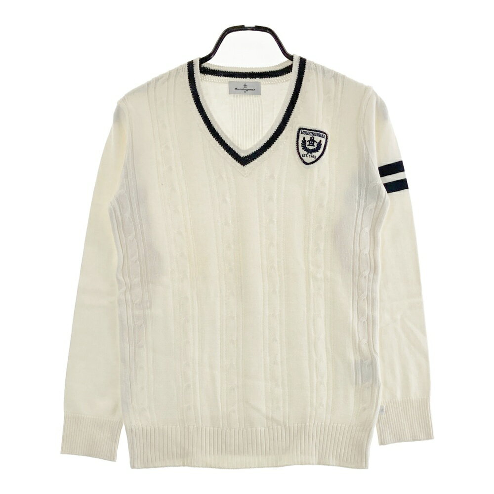 MUNSING WEAR マンシングウェア C-SWA Vネック ニットセーター ホワイト系 M 【中古】ゴルフウェア レディース