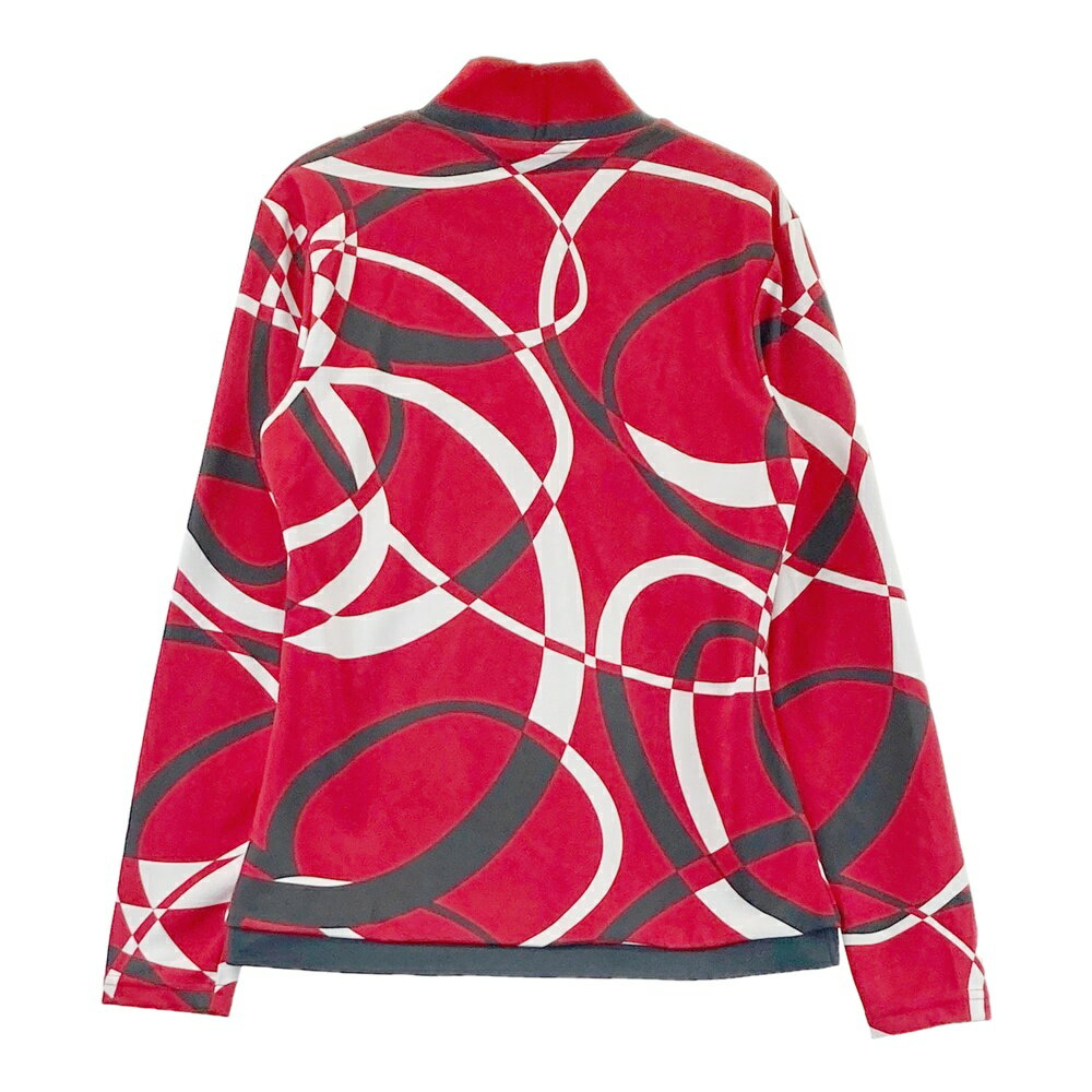 LANVIN SPORT ランバン スポール ハイネック 長袖Tシャツ 総柄 レッド系 38 【中古】ゴルフウェア レディース