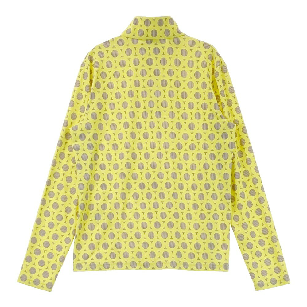 LANVIN SPORT ランバン スポール ハーフジップ 長袖Tシャツ ドット 総柄 イエロー系 38 【中古】ゴルフウェア レディース