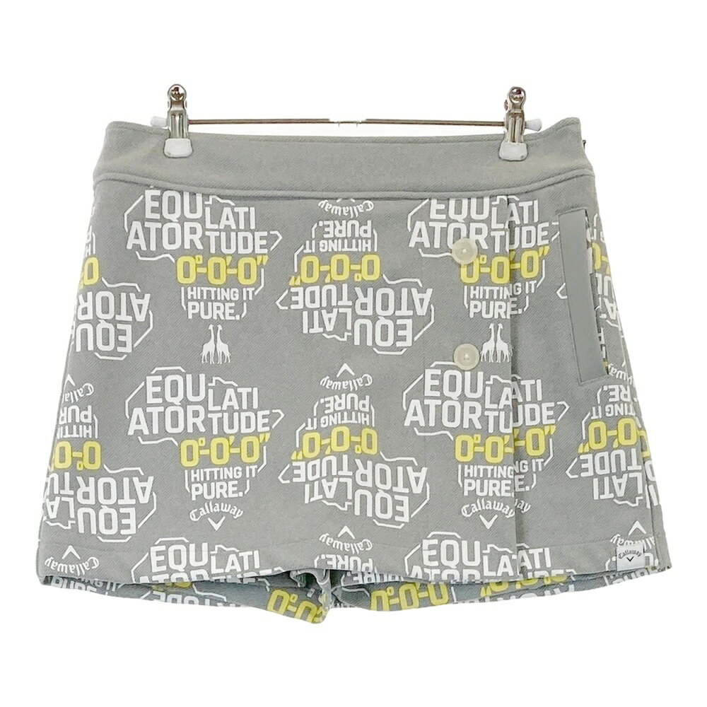 CALLAWAY キャロウェイ ラップ風 スウェットスカート 総柄 グレー系 M 【中古】ゴルフウェア レディース