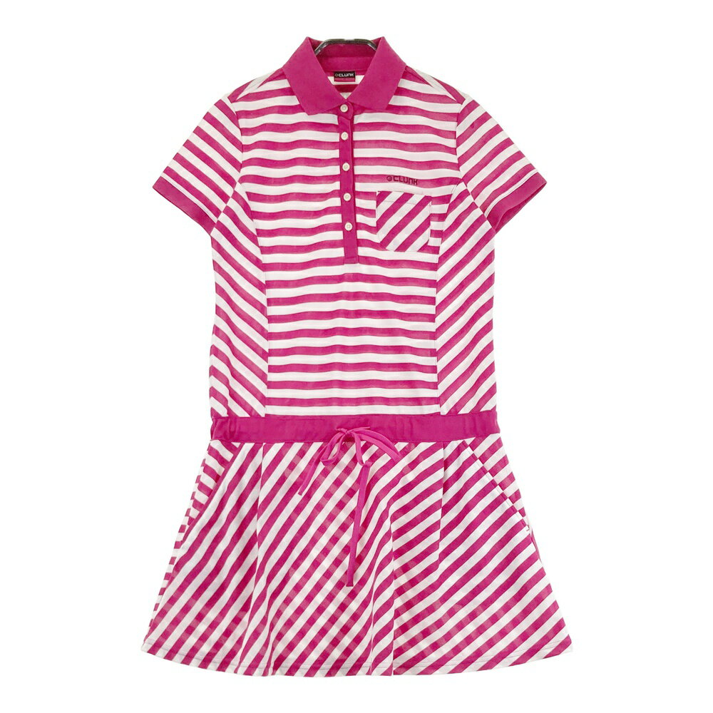 CLUNK クランク 半袖 ポロワンピース ボーダー柄 ピンク系 M 【中古】ゴルフウェア レディース