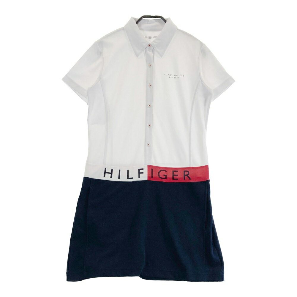 TOMMY HILFIGER GOLF トミー ヒルフィガーゴルフ 半袖ワンピース ホワイト系 L 【中古】ゴルフウェア レディース