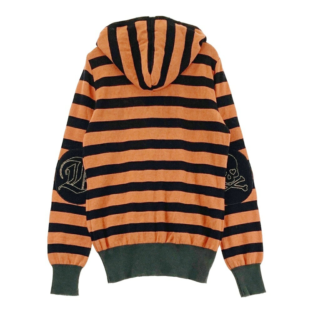 DANCE WITH DRAGON ダンスウィズドラゴン フード付 長袖ジャケット ウール混 ボーダー柄 オレンジ系 2 【中古】ゴルフウェア レディース