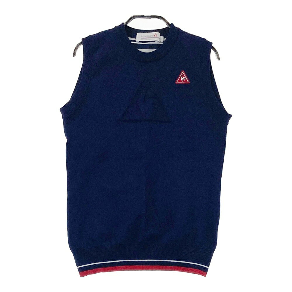 LE COQ GOLF ルコックゴルフ ニットベスト バックボーダー柄 ネイビー系 M 【中古】ゴルフウェア レデ..
