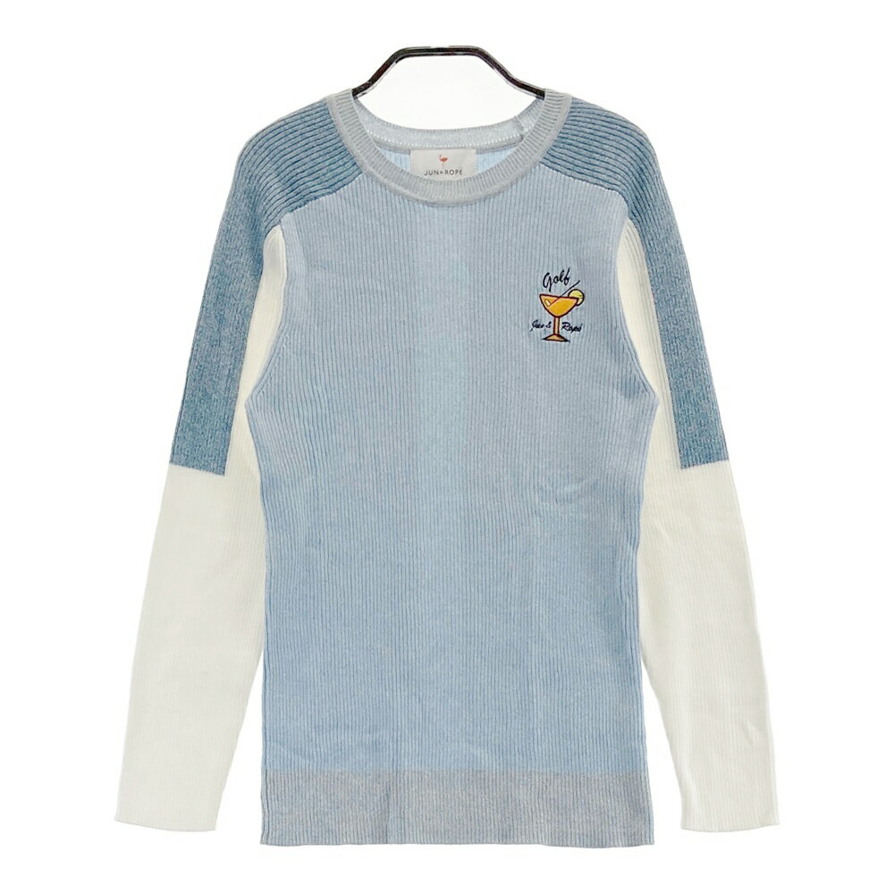 JUN&ROPE ジュン アンド ロペ ERM-60010 長袖 リブニット ブルー系 L 【中古】ゴルフウェア レディース
