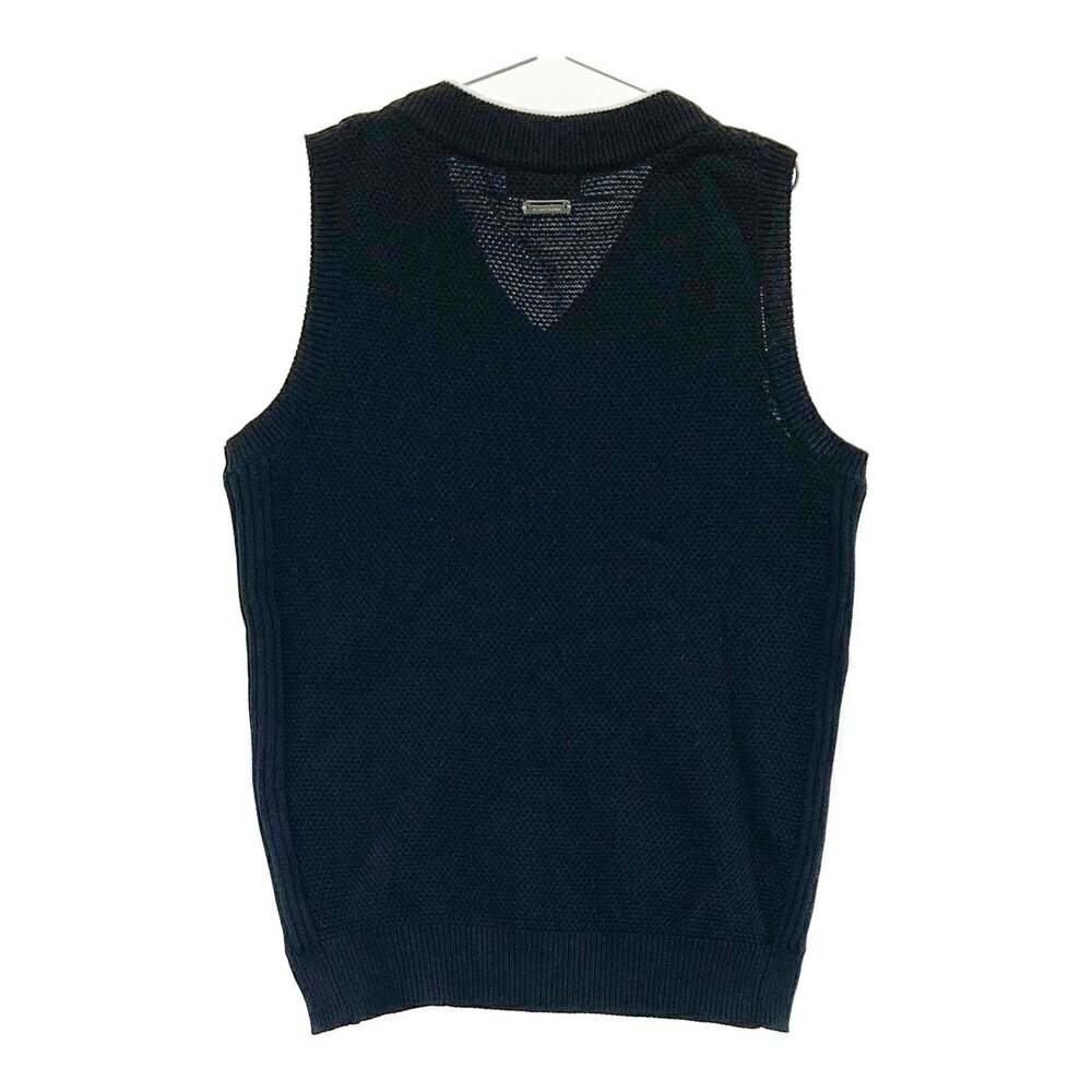 ST ANDREWS セントアンドリュース Vネック ニットベスト ケーブル編み ネイビー系 M 【中古】ゴルフウェア レディース