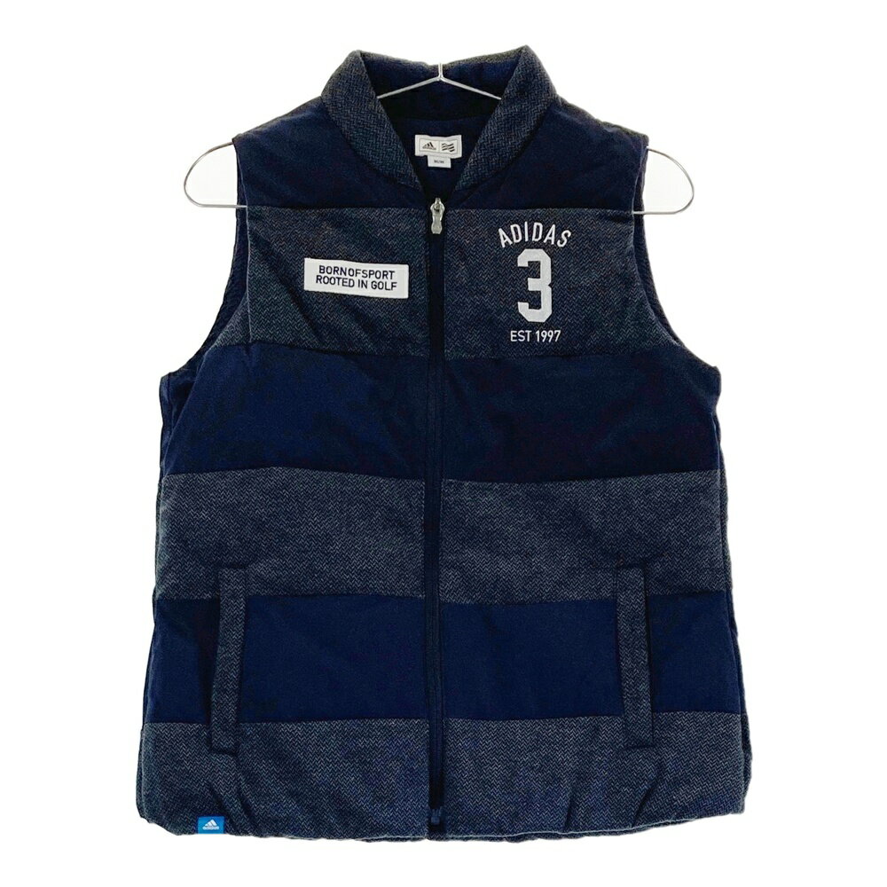 ADIDAS GOLF アディダスゴルフ 中綿 ジップベスト ボーダー 総柄 ネイビー系 M 【中古】ゴルフウェア レディース