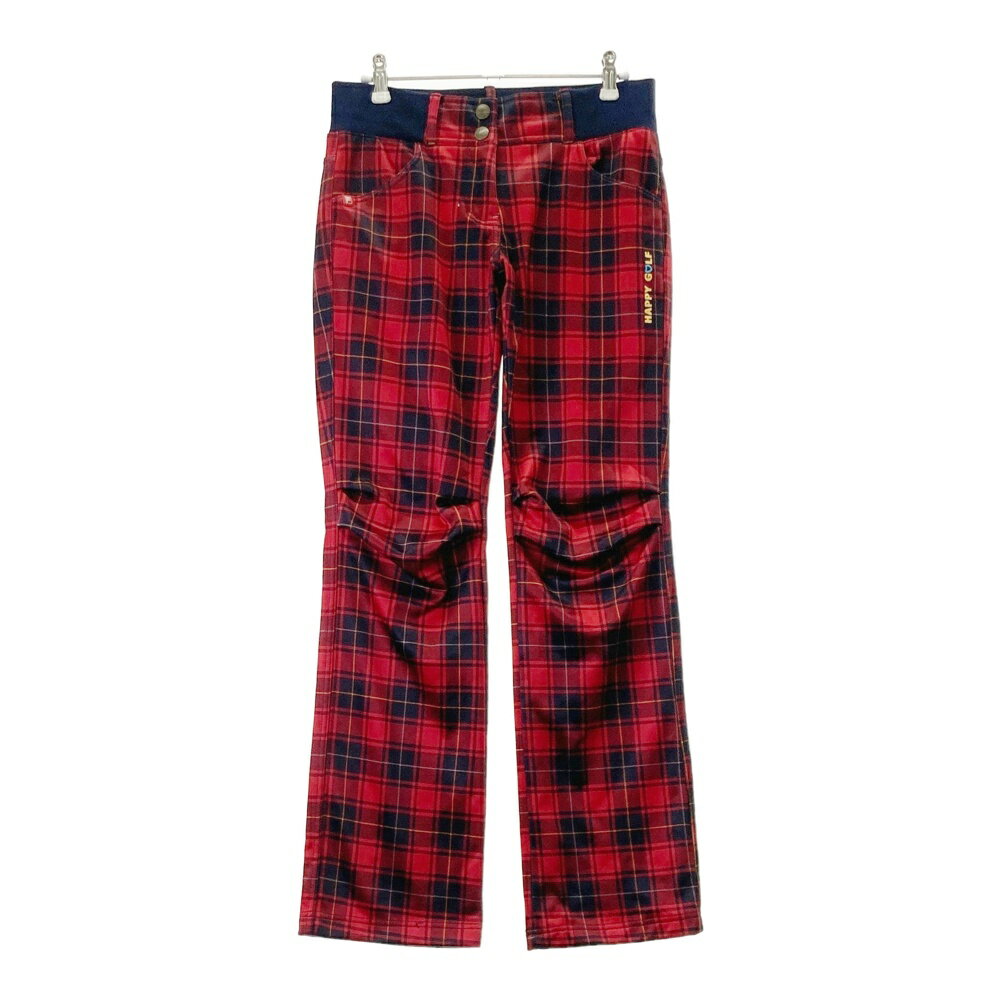 FILA GOLF フィラゴルフ ロングパンツ チェック柄 レッド系 M 【中古】ゴルフウェア レディース