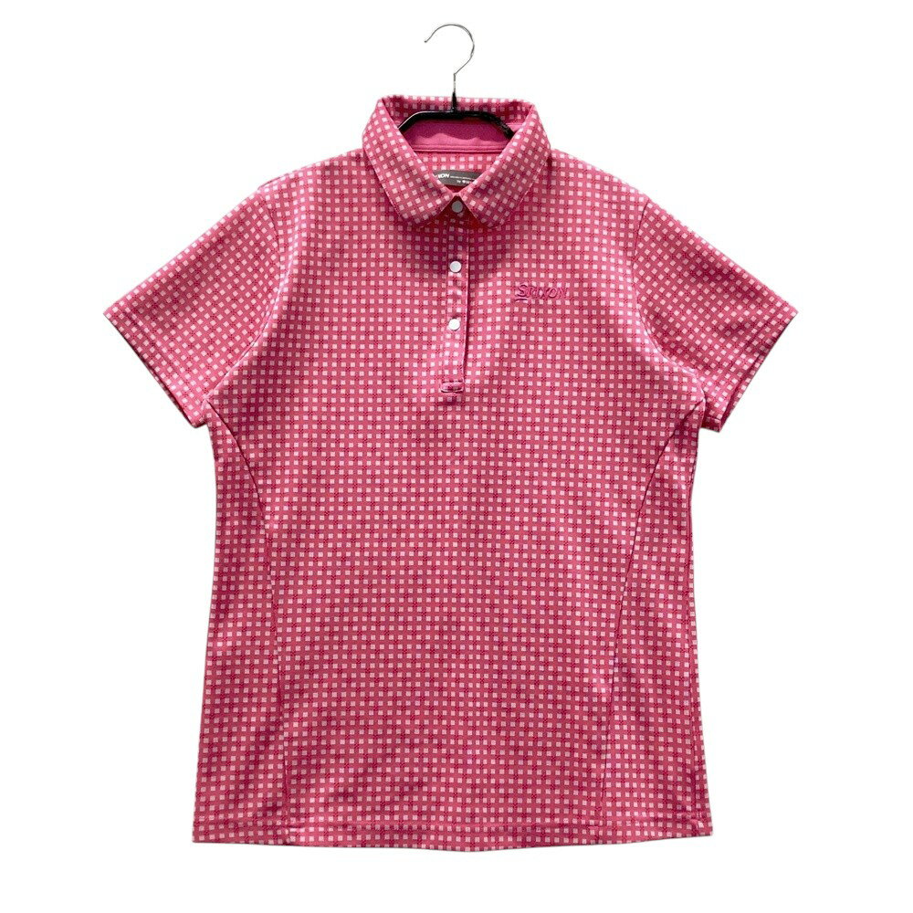 SRIXON スリクソン by DESCENTE 半袖ポロシャツ チェック柄 ピンク系 M 【中古】ゴルフウェア レディース