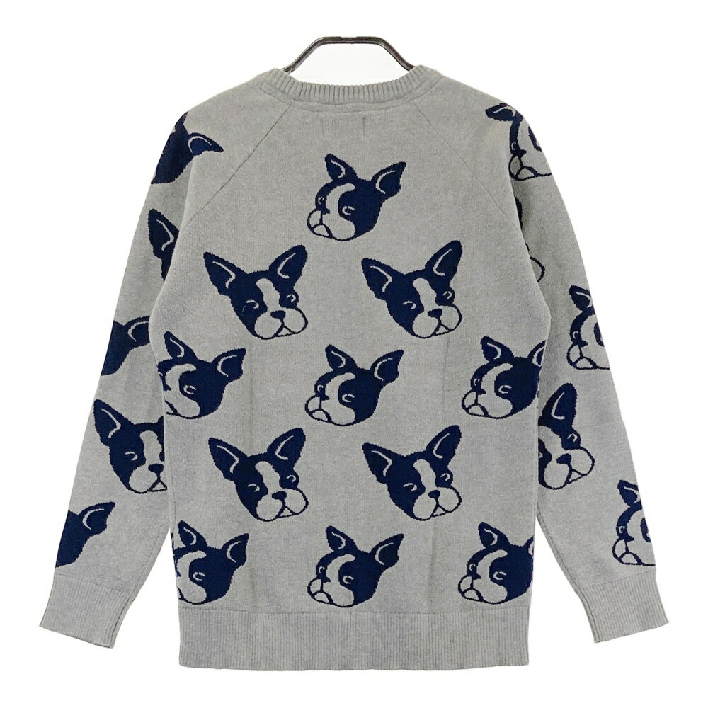 NEW BALANCE GOLF ニューバランス ニットセーター ボストンテリア 総柄 グレー系 1 【中古】ゴルフウェア レディース