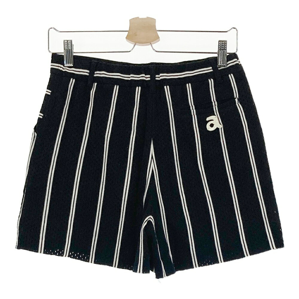 ARCHIVIO アルチビオ 裏地付 ショートパンツ ストライプ柄 ブラック系 40 【中古】ゴルフウェア レディース