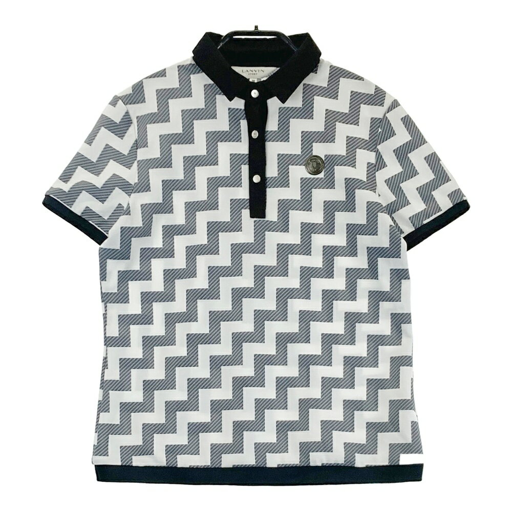 LANVIN SPORT ランバン スポール 半袖ポロシャツ 総柄 グレー系 38 【中古】ゴルフウェア レディース