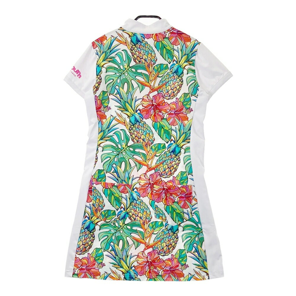 LOUD MOUTH ラウドマウス シアサッカー 半袖ワンピース トロピカルパイン ホワイト系 M 【中古】ゴルフウェア レディース