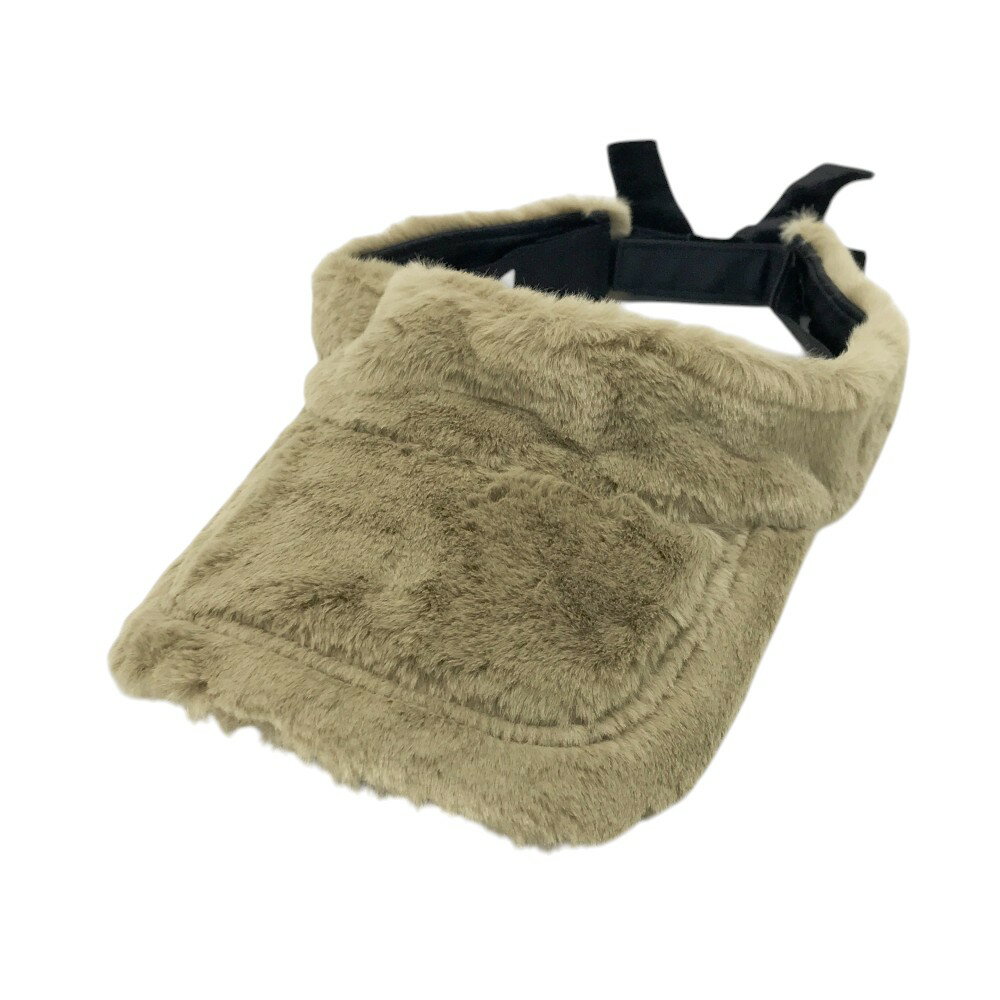 LANVIN SPORT ランバン スポール サンバイザー ファー リボン ベージュ系 【中古】ゴルフウェア