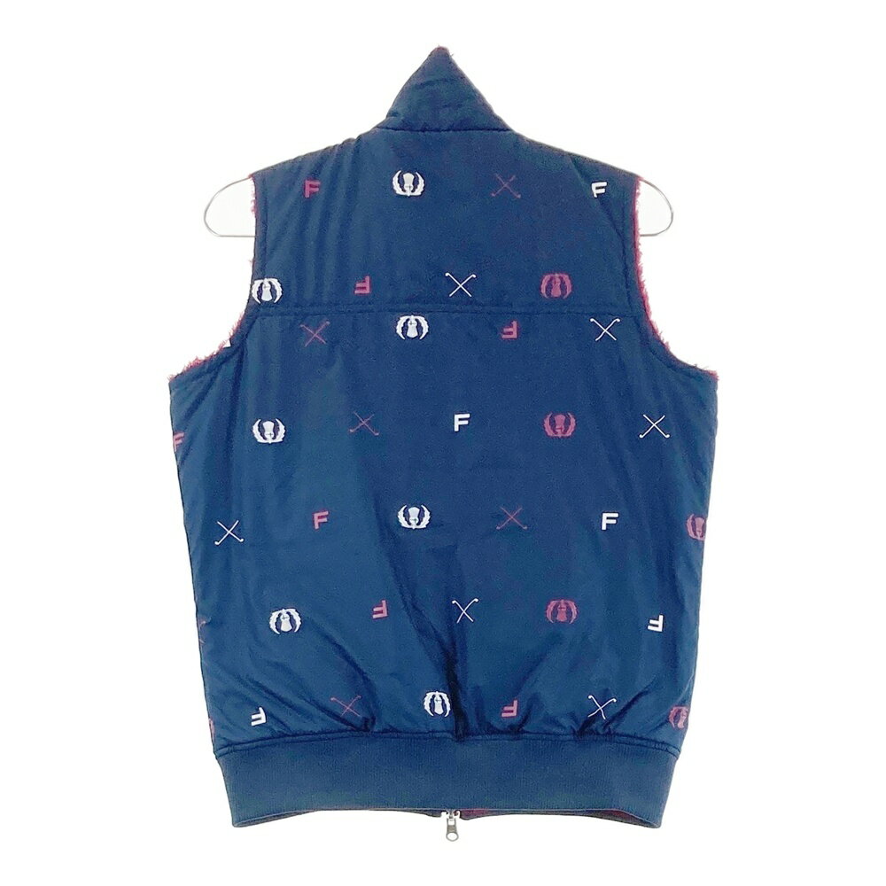 FIDRA フィドラ リバーシブル 中綿ベスト ロゴ総柄 ネイビー系 S/P 【中古】ゴルフウェア レディース