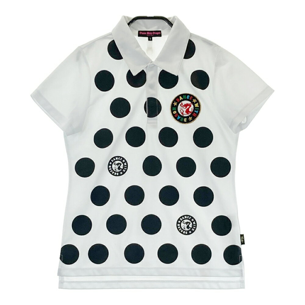 DANCE WITH DRAGON ダンスウィズドラゴン 半袖ポロシャツ ワッペン ドット柄 ホワイト系 2 【中古】ゴ..