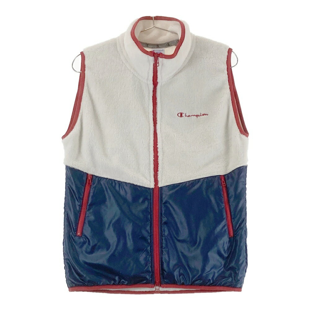 CHAMPION GOLF チャンピオンゴルフ ; 切替 ボア ジップベスト ホワイト系 LARGE 【中古】ゴルフウェア レディース