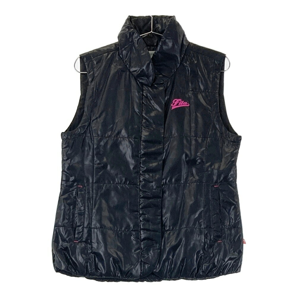 FILA GOLF フィラゴルフ 中綿ベスト ブラック系 L 【中古】ゴルフウェア レディース