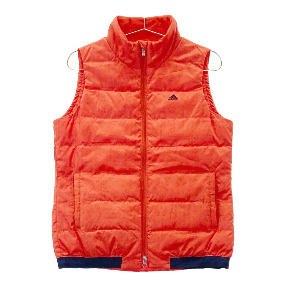 ADIDAS GOLF アディダスゴルフ N68168 中綿 ジップベスト ペイズリー 総柄 オレンジ系 L 【中古】ゴル..