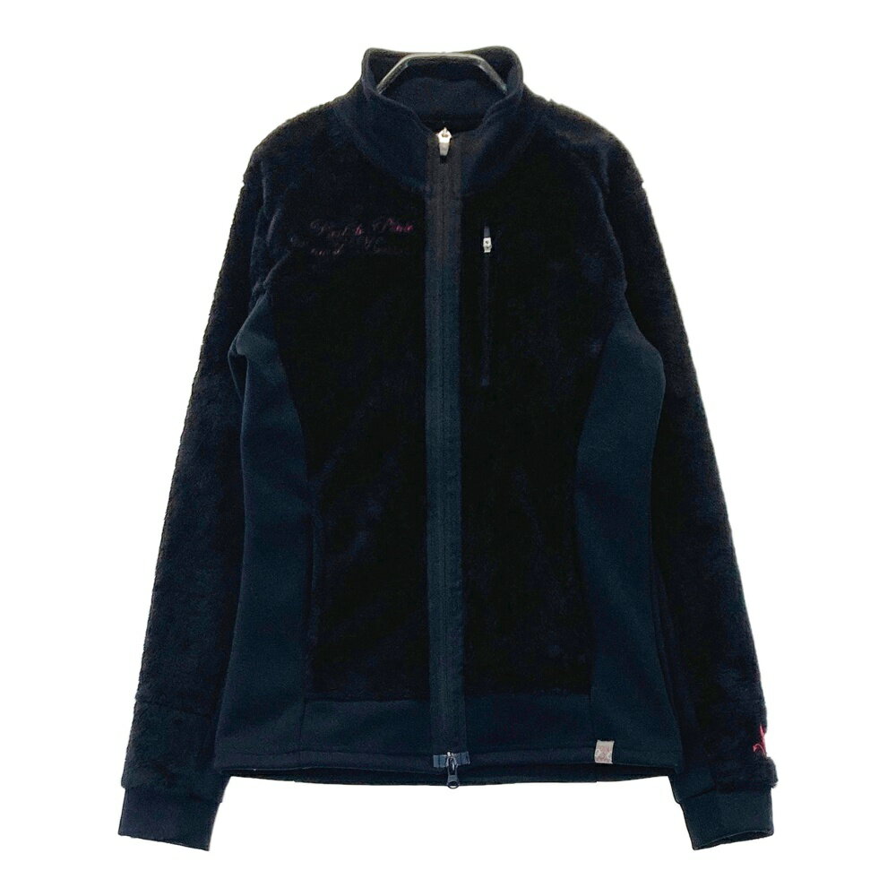 CLUNK クランク 切替 ボアジップジャケット ブラック系 M 【中古】ゴルフウェア レディース