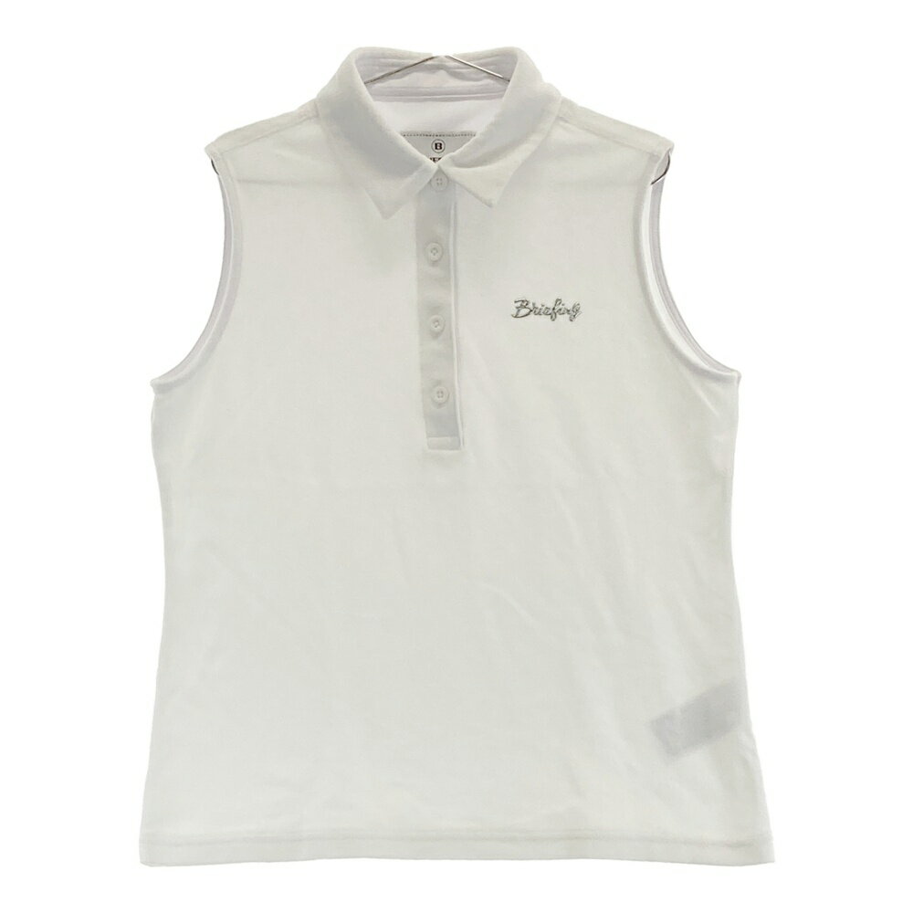 BRIEFING GOLF ブリーフィング 2024年モデル ノースリーブポロシャツ パイル地 ホワイト系 S 【中古】ゴルフウェア レディース