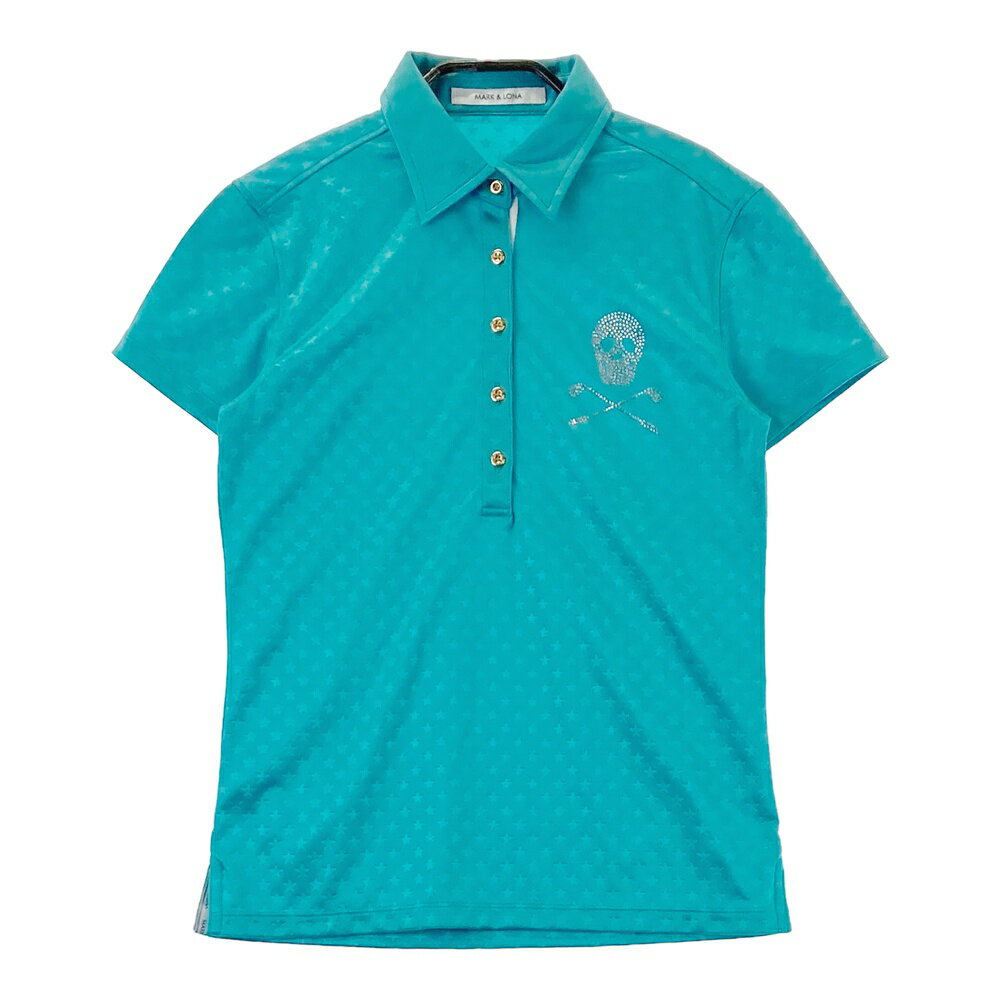 MARK&LONA マークアンドロナ 半袖ポロシャツ 星 総柄 ブルー系 S 【中古】ゴルフウェア レディース