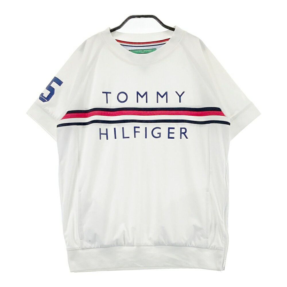 TOMMY HILFIGER GOLF トミー ヒルフィガーゴルフ 半袖ブルゾン 裏メッシュ ホワイト系 LL 【中古】ゴルフウェア レディース