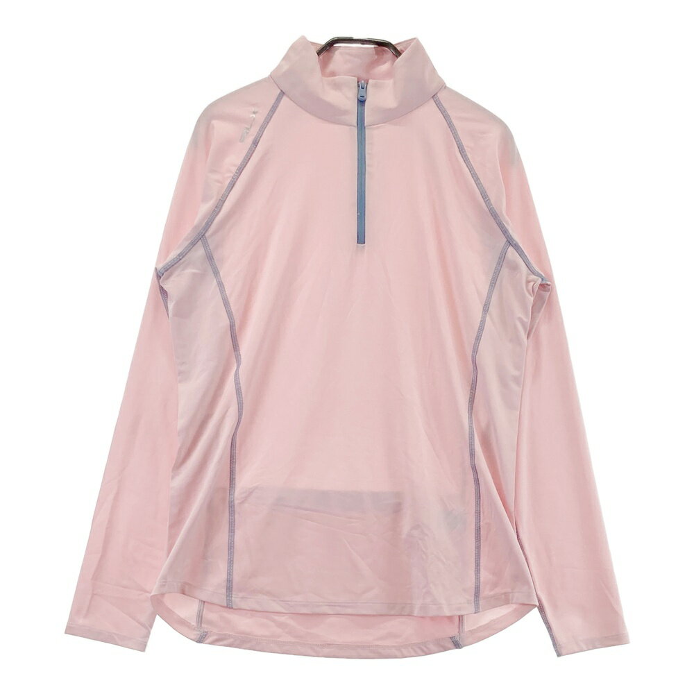 RLX ラルフローレン ハーフジップ長袖Tシャツ ピンク系 M 【中古】ゴルフウェア レディース