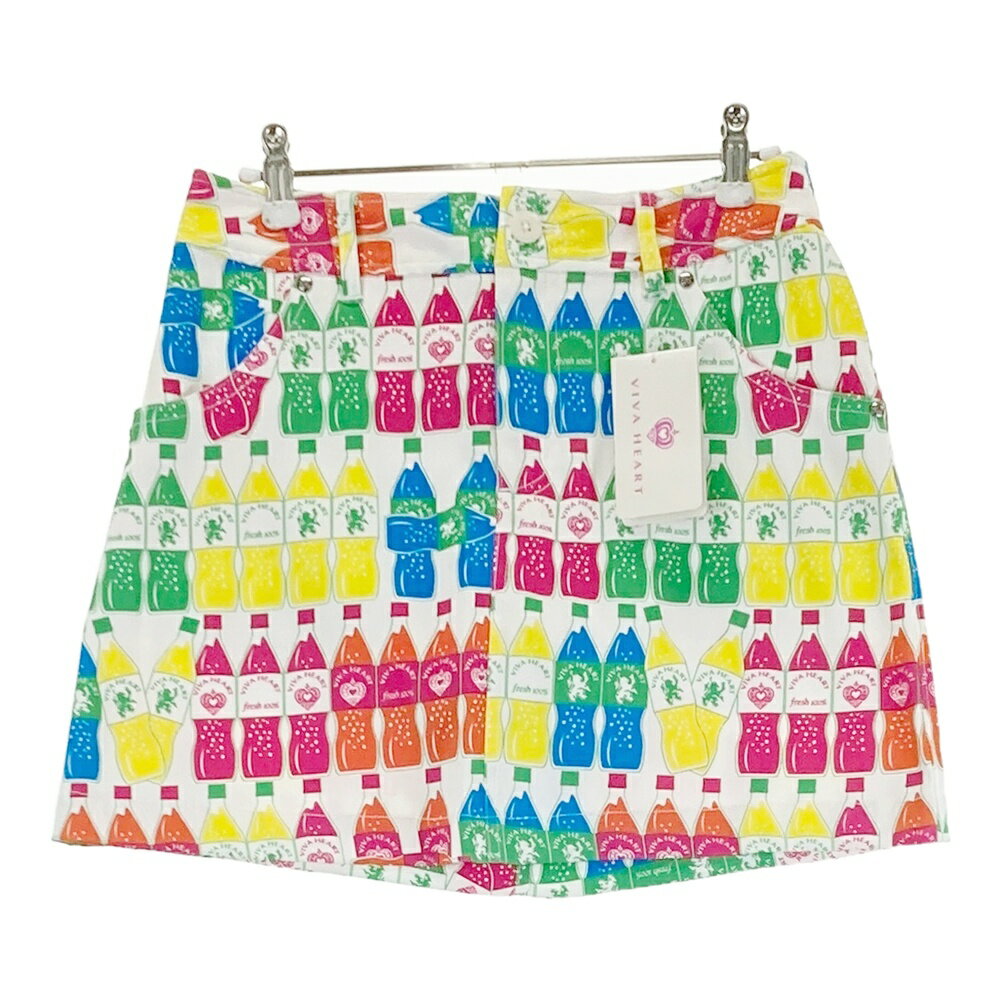 VIVA HEART ビバハート インナー付き スカート 総柄 ホワイト系 38 【中古】ゴルフウェア レディース