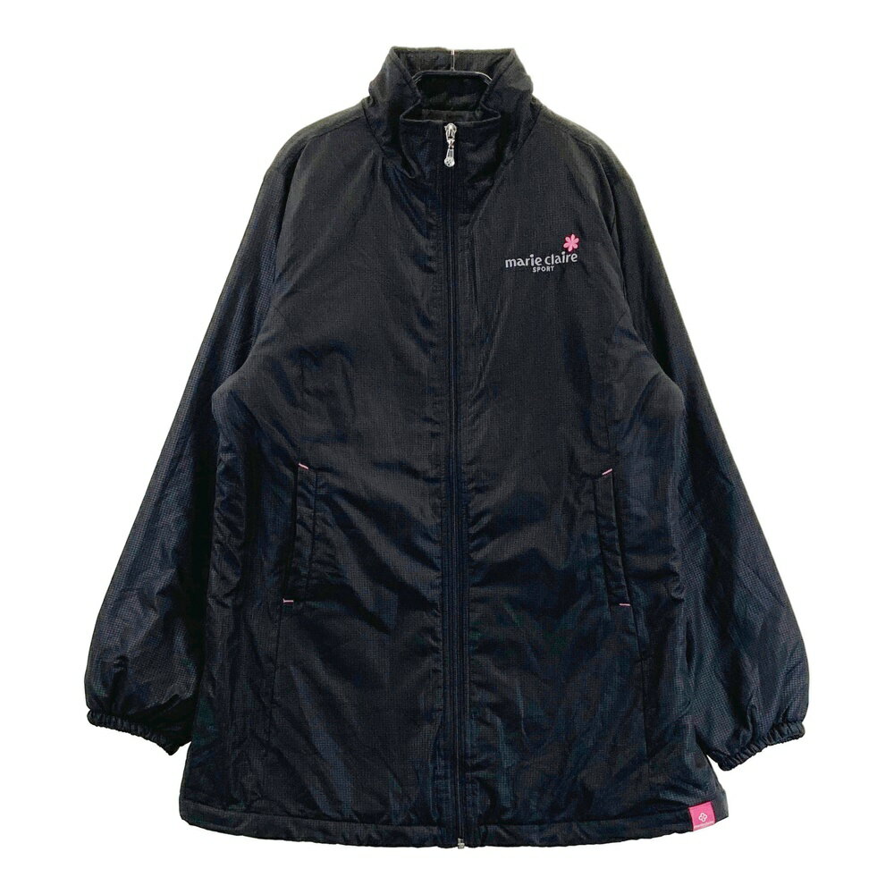 marie claire sport マリクレール スポール ; 中綿ジャケット 総柄 ブラック系 LL 【中古】ゴルフウェア レディース