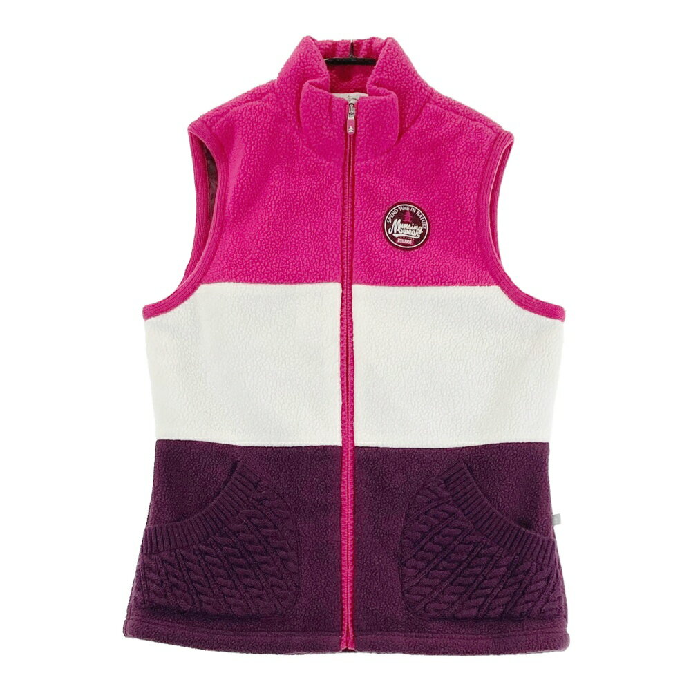 MUNSING WEAR マンシングウェア フリースボア ジップベスト ピンク系 LL 【中古】ゴルフウェア レディース