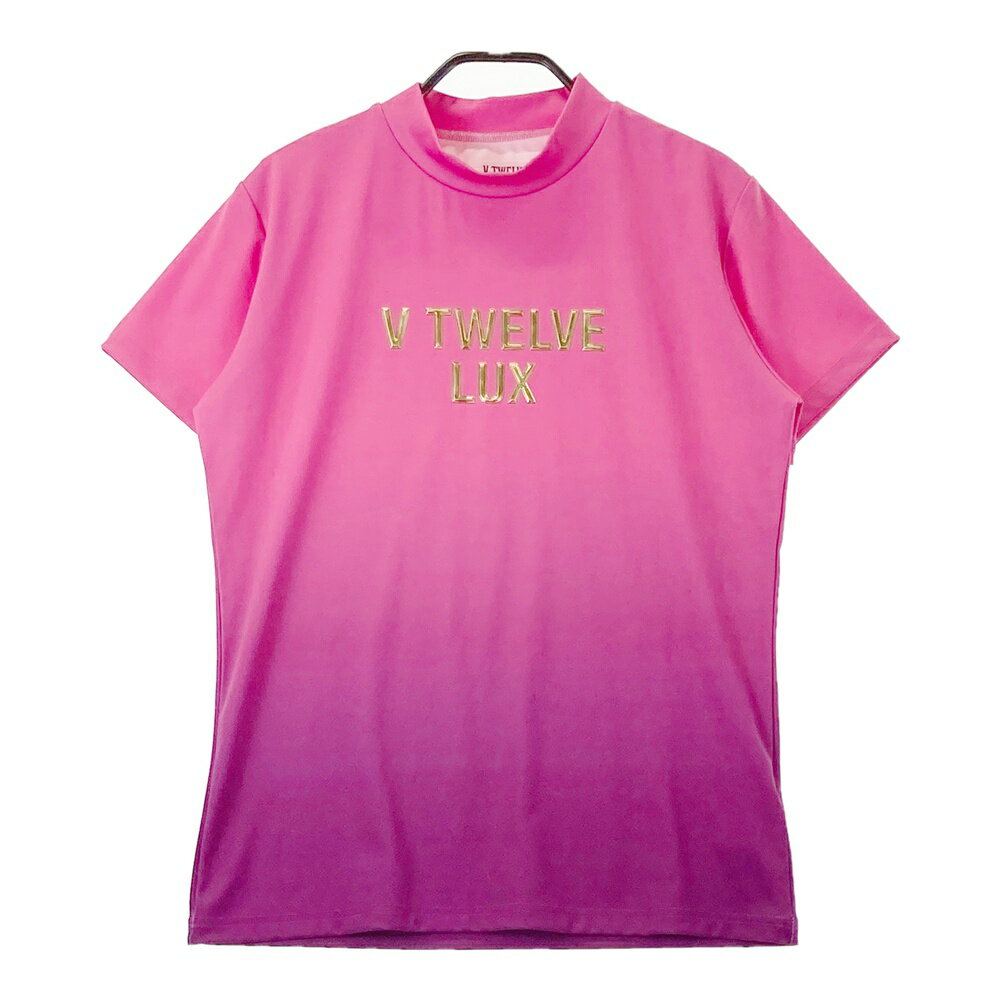 V12 ヴィトゥエルヴ 半袖モックネックTシャツ グラデーション ピンク系 2 【中古】ゴルフウェア レディース