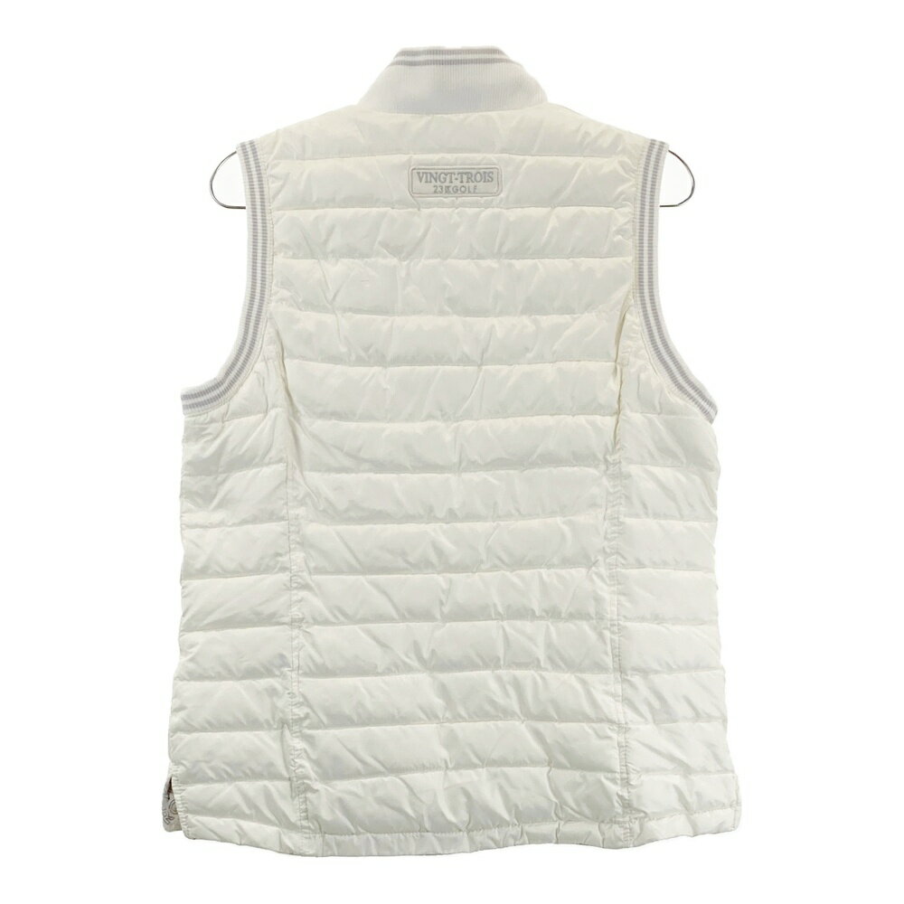 23区GOLF ニジュウサンクゴルフ リバーシブル 中綿 ジップベスト 総柄 ホワイト系 3 【中古】ゴルフウェア レディース