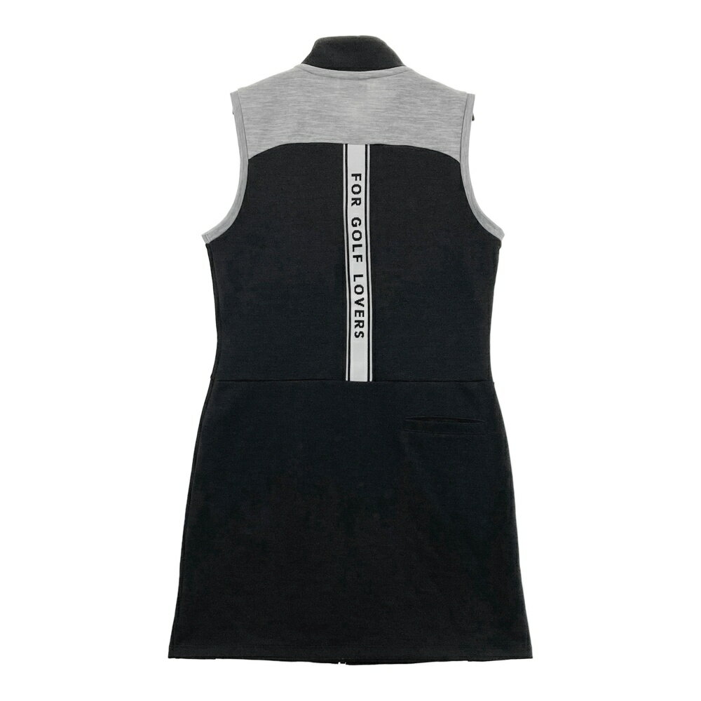 DESCENTE GOLF デサントゴルフ ノースリーブワンピース ブラック系 L 【中古】ゴルフウェア レディース