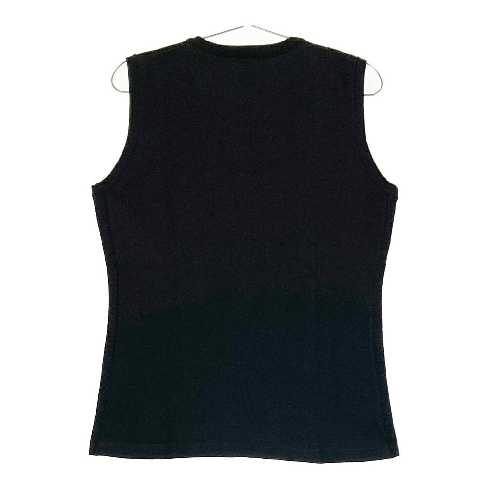 DESCENTE GOLF デサントゴルフ ニットベスト 総柄 ブラック系 L 【中古】ゴルフウェア レディース