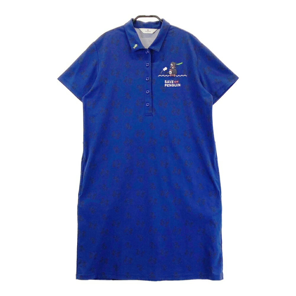 MUNSING WEAR マンシングウェア MGWTJJ02 半袖ワンピース ネイビー系 L 【中古】ゴルフウェア レディース