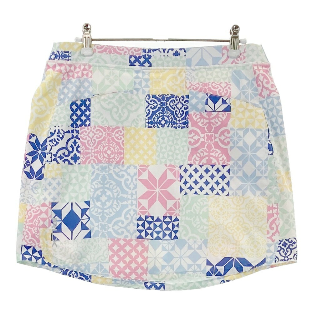 RLX ラルフローレン インナー付きストレッチスカート 総柄 ホワイト系 S 【中古】ゴルフウェア レディ..